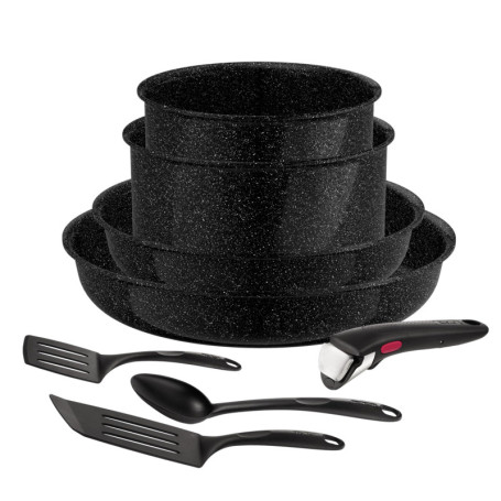 Tefal Ingenio, Lot 8pièces, Revêtement céramique antiadhésif, Induction, Casseroles, Poêles, Poignée amovible, Fabriqué en Franc