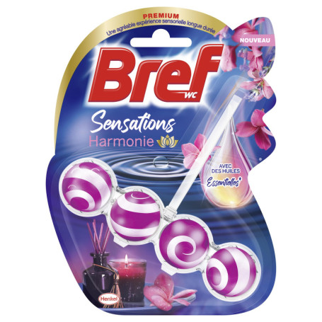 Bref WC - Sensations d'Harmonie - Avec des Huiles Essentielles - Bloc WC - Parfum WC - Formule Anti-Calcaire - Produit Nettoyant