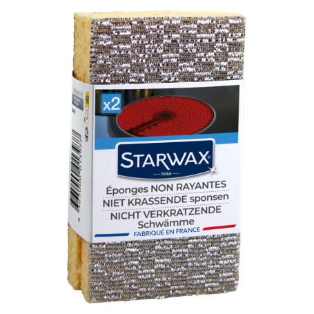 STARWAX Eponges non Rayantes - 3x 2 - Nettoient sans Rayer les Surfaces Délicates de la Cuisine Argent