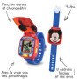 VTech - Disney Junior, La Montre-Jeu Interactive de Mickey, Montre Enfant à Clapet avec Écran Animé, Bracelet Souple, 8 Cadrans,