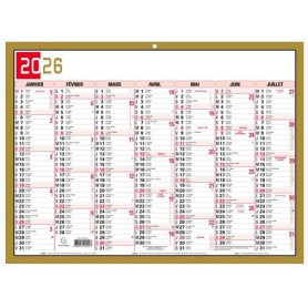 Exacompta - 34382E - Calendrier Mural - Thème Tricolore - 6 mois par face - Dimension 29,5 cm x 22 cm - Calendrier 12 mois de Ja
