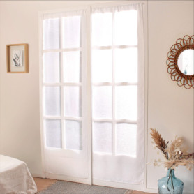 Enjoy Home – Paire de Vitrage Blanc – 90x220cm - Passe Tringle - 100% Polyester Sablé – Collection Sablé