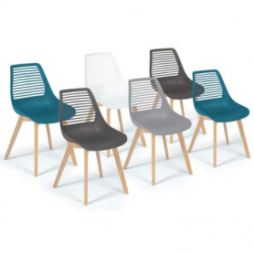 IDMarket - Lot de 6 chaises Bonnie Mix Color Blanc, Gris Clair, Gris foncé x2, Bleu Canard x2