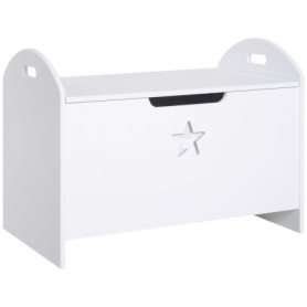 HOMCOM Coffre malle de rangement coffre à jouets dim. 62L x 40l x 46H cm MDF blanc