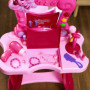 AIYAPLAY Coiffeuse Enfant 15 PCS, Table de Maquillage avec Tabouret et Miroir, lumière, Musique, Microphone, sèche-Cheveux, Espa