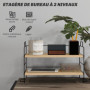 HOMCOM Organisateur de Bureau, étagère de Rangement de Bureau à 2 Niveaux, étagère en Bois et Structure métal Noir, 42 x 16,5 x 