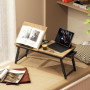 HOMCOM Table de lit Pliable et réglable, Plateau pour Ordinateur Portable avec Plateau inclinable, tiroir, Bureau de lit en Bamb