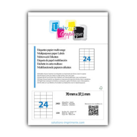 2,400 Étiquettes pour Timbres 70x37mm 100 feuilles A4 compatible jet d’encre laser et copieur TVA DÉDUCTIBLE contrairement à cer