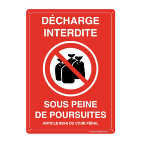AUA SIGNALETIQUE - Panneau Prépercé (4 Trous) avec Angles arrondis - PVC Rigide 1.5 mm - (210x300 mm, Décharge Interdite sous Pe