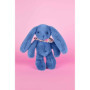 DOUDOU ET COMPAGNIE - Lapin Fleurette Bleu 25 cm – Peluche Bébé Ultra Douce avec Foulard Fleuri – Doudou Naissance Mixte – Color