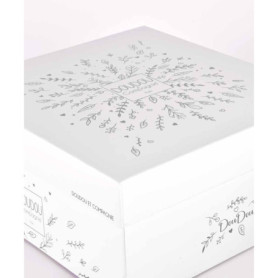 DOUDOU ET COMPAGNIE - Pantin d’Activités Ours ARGENT 25 Ans - Doudou Bébé avec Anneau et Tissus Sensoriels - Garantie Doudou Per