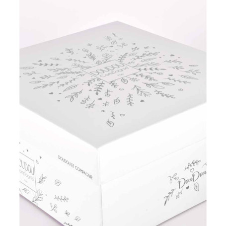 DOUDOU ET COMPAGNIE - Pantin d’Activités Ours ARGENT 25 Ans - Doudou Bébé avec Anneau et Tissus Sensoriels - Garantie Doudou Per