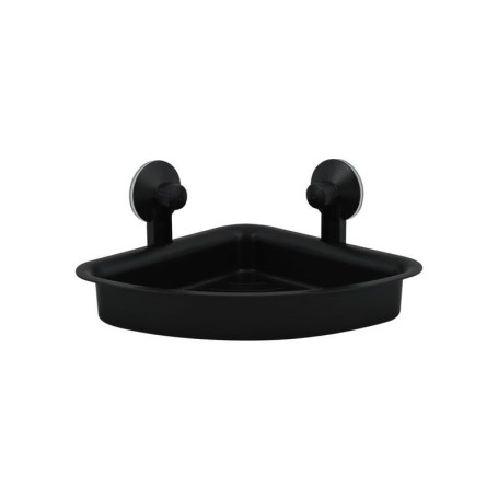 MSV Etagère Panier d'angle de Douche à ventouses PVC Noir Mat