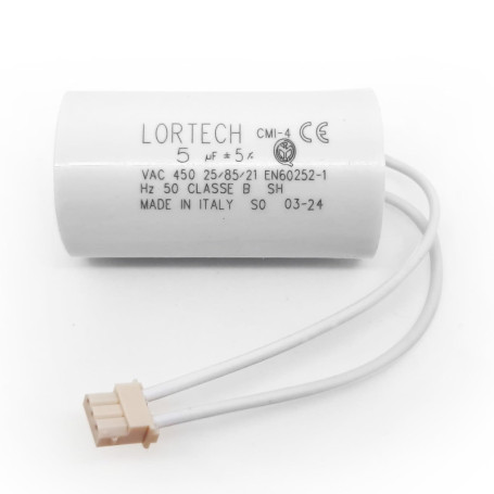 Condensateur 5 µF pour moteur Bubendorff avec connecteur - Ø30x55mm - Fond plat- Fabriqué en Italie