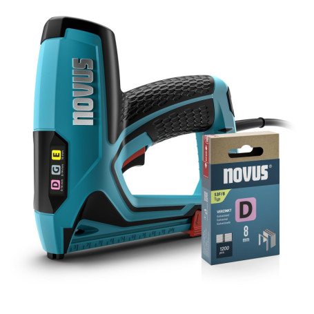 NOVUS TOOLS Agrafeuse électrique J-151 Kit avec 1200 agrafes │ Agrafeuse et cloueuse professionnelle pour agrafes en fil plat 6-