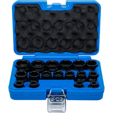 BGS 9286 | Jeu de douilles à choc, six pans, extra plates | 12,5 mm (1/2") | 8 - 24 mm | 17 pièces