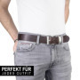 Pierre Cardin 70007 40 mm Wide Black or Brown Leather Belt, Größe/Size:105, Farbe/Color:marron
