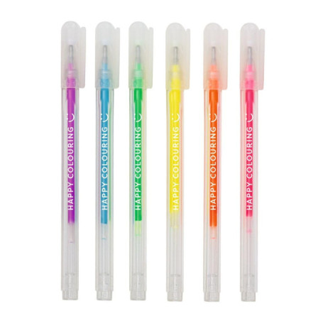 moses. Lot de 6 stylos gel fluo Smile - Couleurs fluo - Pour peindre, bricoler, décorer et écrire - Pour invitations, lettres, c
