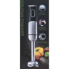 Mixeur Plongeant en Inox 800 W 40 cm/grande boutons interrupteur double impulsion Interrupteur Fermeture de sécurité