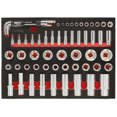 KS Tools - 712.1010 - Module de douilles en pouces 1/4 1/2 - Pour servantes et établis - 62 pièces