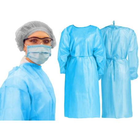 Tga-Med - Lot de 10 blouses jetables en non-tissé, Bleu, env. 120 x 155 cm, haute qualité