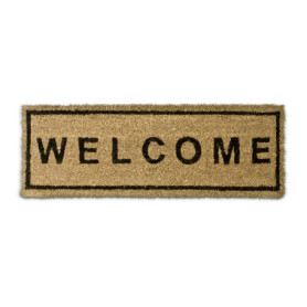 Relaxdays Paillasson fibres de coco étroit WELCOME tapis de sol porte entrée essuie-pieds dessous antidérapant caoutchouc PVC in