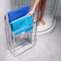 Relaxdays 10019256 Porte-serviettes sur pied avec base antidérapante 3 bras chromés en 3 hauteurs inox 82 x 46 x 21 cm support v