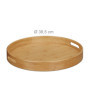 Relaxdays 10020235 Plateau de service rond en bambou plateau repas transport poignées HxlxP: 5 x 38,5 x 38,5 cm apéritif bois, n