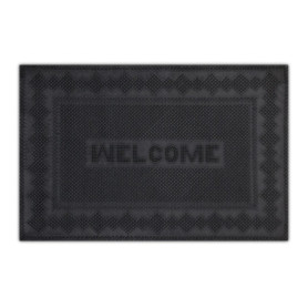 relaxdays Paillasson Caoutchouc, 40x60 cm, antidérapant, résistant aux intempéries, intérieur et extérieur, Picots, Noir, 1 unit
