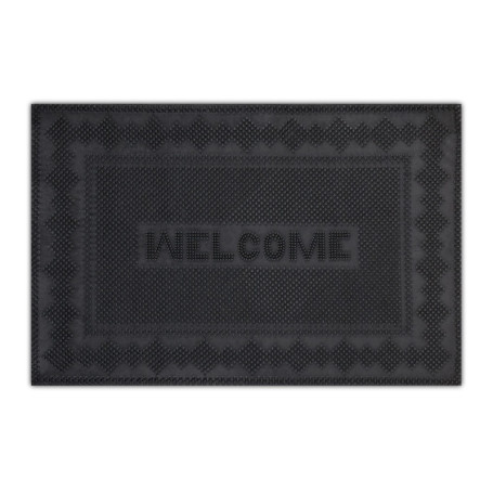 relaxdays Paillasson Caoutchouc, 40x60 cm, antidérapant, résistant aux intempéries, intérieur et extérieur, Picots, Noir, 1 unit