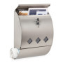 Relaxdays Boîte aux Lettres, Porte-journaux, Acier INOX, fenêtre de visualisation, 2 clés, HLP 40x30x12,5 cm, argenté
