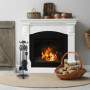 Relaxdays 5 pièces pour la cheminée, Pelle, Balai, Pince & serviteur, Fer, Accessoires poêle à Bois, Noir - doré