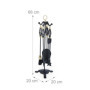 Relaxdays 5 pièces pour la cheminée, Pelle, Balai, Pince & serviteur, Fer, Accessoires poêle à Bois, Noir - doré