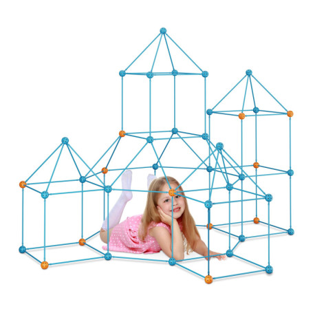 Relaxdays Jeu de Construction, cabane Enfant, Set de 132 pièces, Construire Tente, système d’emboîtement, Multicolore