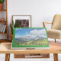 Relaxdays Plateau pour Puzzle allant jusqu'à 1 000 pièces, Ergonomique, 4 tiroirs, Bois de pin, Nature et Vert