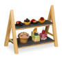 Relaxdays Plateau de Service 2 Niveaux, Plats en Ardoise, HLP 27x32x17 cm, présentoir Rustique Bambou, Naturel/Gris
