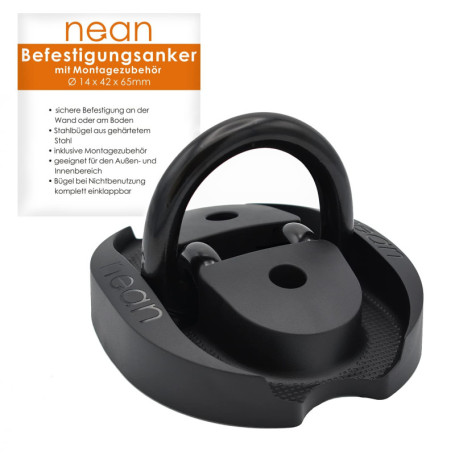 nean Ancre de fixation pour mur et sol avec certificat de sécurité Art et matériel de fixation Ø 14 mm Noir