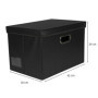 Ideen mit Herz Lot de 2 Boîtes de Rangement Caisse avec Couvercle, Grandes, Pliables, Noir, Aspect Cuir, 42 x 30 x 29 cm