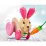 Selecta 62023 Lapin Hannah Hoppel, jouet à tirer, à roulettes, en bois, 13 cm