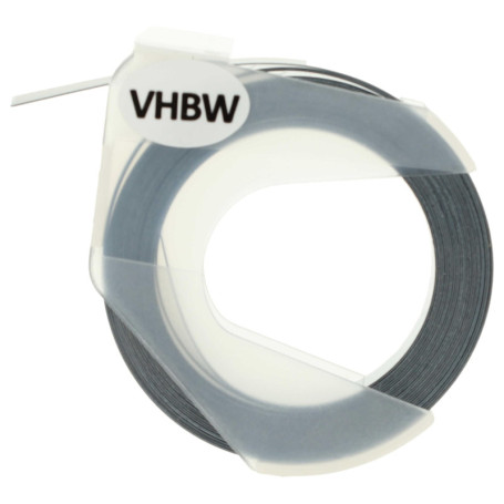 vhbw Ruban de marquage 3D compatible avec Dymo 1765, 1805, 1855, Jet, Junior, Mini imprimante d'étiquettes 9mm Blanc sur Noir
