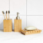 Navaris Set Accessoires Salle de Bain - 3X Accessoire pour Salle de Bain en Bambou - Porte-Brosse à dent - Distributeur de Savon
