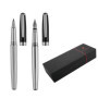 Pierre Cardin Set D'Écriture Christophe Stylo Roller Stylo Et Stylo-Plume Chrome-Noir Avec Laser Gravure Gravé Pour Anniversaire