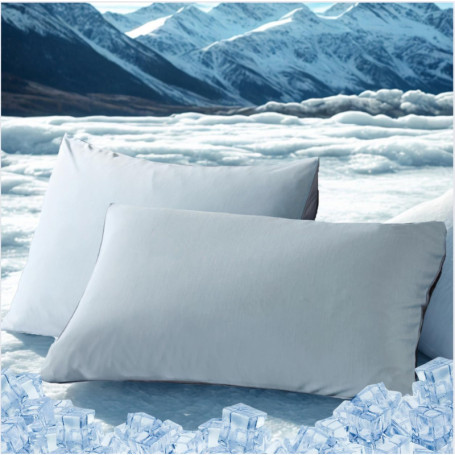 3 PAGEN Lot de 2 housses de coussin rafraîchissantes de 50 x 70 cm - Taies d'oreiller rafraîchissantes pour les chaudes nuits d'