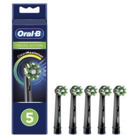 Oral-B CrossAction Lot de 5 têtes de brosses de rechange, pour brosse à dents électrique, avec technologie CleanMaximiser, noire