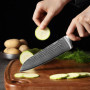 Wakoli Edib Set de 2 Couteaux Santoku en Damas I Lames en acier damassé à 67 couches avec noyau VG10 et manches en bois de pakka