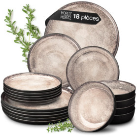 Moritz & Moritz VIDA service de table 6 personnes - 18 Pièces - vaisselle et arts de la table beige 6x assiettes plates, 6x assi