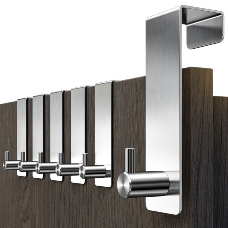 Menz Lot de 6 crochets de porte en acier inoxydable à suspendre, fixations stables, crochets de suspension flexibles