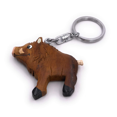 Onwomania Porte-clés en bois avec verrous de sanglier, breloque pendentif sabot fendu