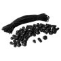 Stop cordon et élastique Set, 60 pièces de pinces, 20 mètres de cordon, Ø 4 mm, en noir, ruban pince veste, vêtements de sport, 