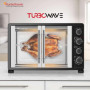 TurboTronic Mini four à chaleur tournante, 45 l, noir, 2000 W, tournebroche, minuterie, mini four, plaque de cuisson, éclairage 